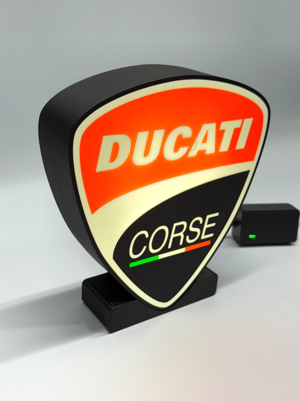 Ducati Crest Custom LED desk garage sign 10" wide Wall art Decor gift or shop